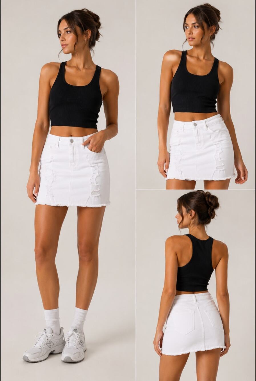 WAX Jean White Denim Mini Skirt Distressed Raw Hem Women’s Medium